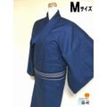 【中古】ウール 男物 濃紺地に蚊絣文様 単衣 裄68 Mサイズ