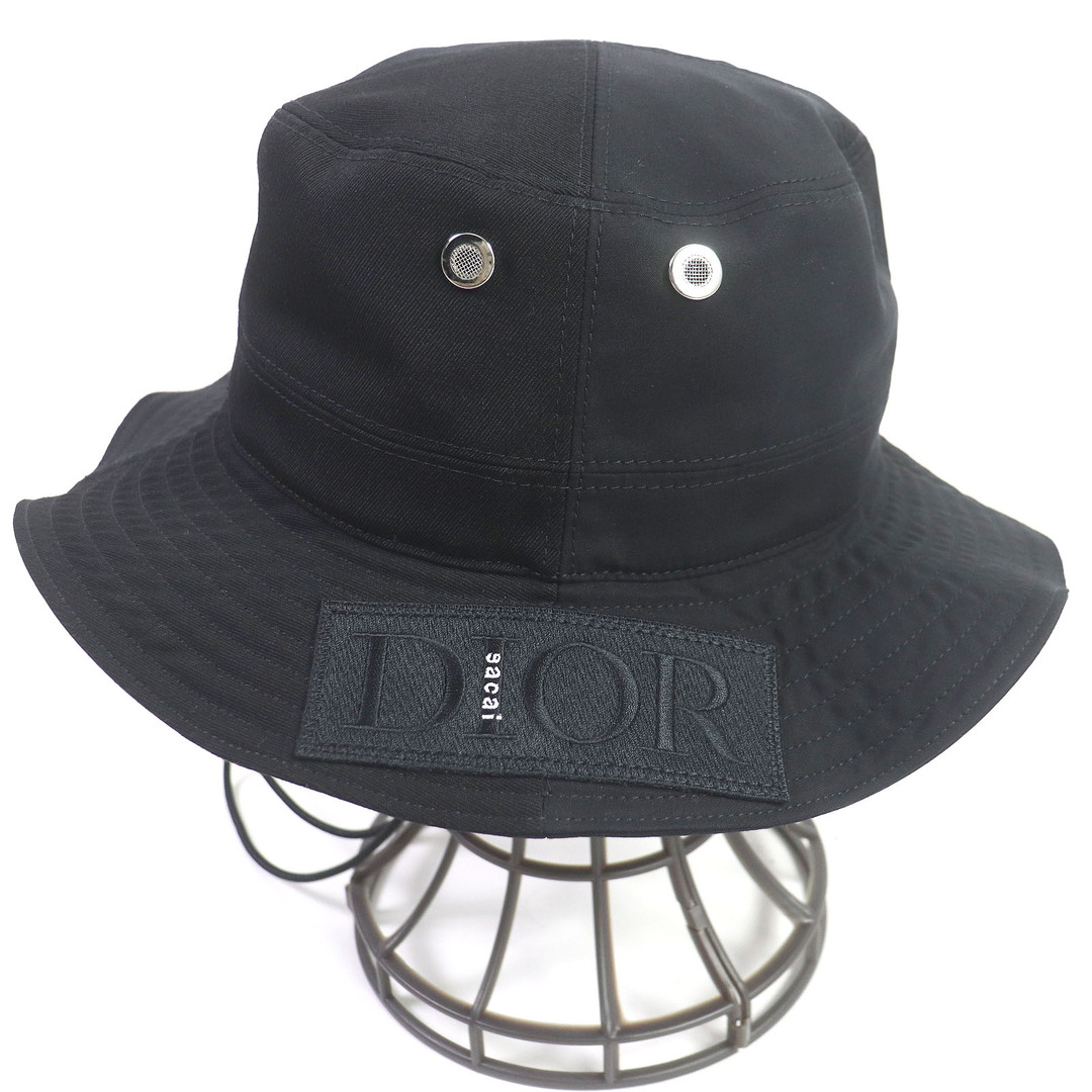 DIOR HOMME(ディオールオム)の極美品 DIOR ディオール オム sacai 21AW 213C902A4451 Outdoor Hat Cotton Faille コットン サファリハット 帽子 ブラック M イタリア製 正規品 メンズ メンズの帽子(その他)の商品写真