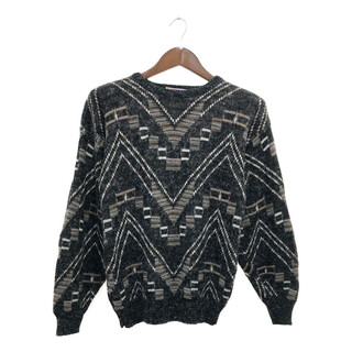 USA製 sweater graphix クルーネック ニット セーター 総柄 マルチカラー (メンズ M) 中古 古着 Q0199(ニット/セーター)
