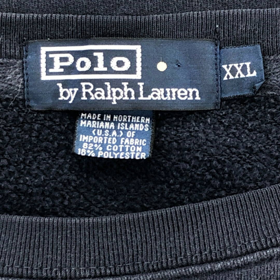 POLO RALPH LAUREN(ポロラルフローレン)の90年代 Polo by Ralph Lauren ポロ ラルフローレン スウェット 大きいサイズ ワンポイントロゴ ネイビー (メンズ XXL) 中古 古着 Q0211 メンズのトップス(スウェット)の商品写真