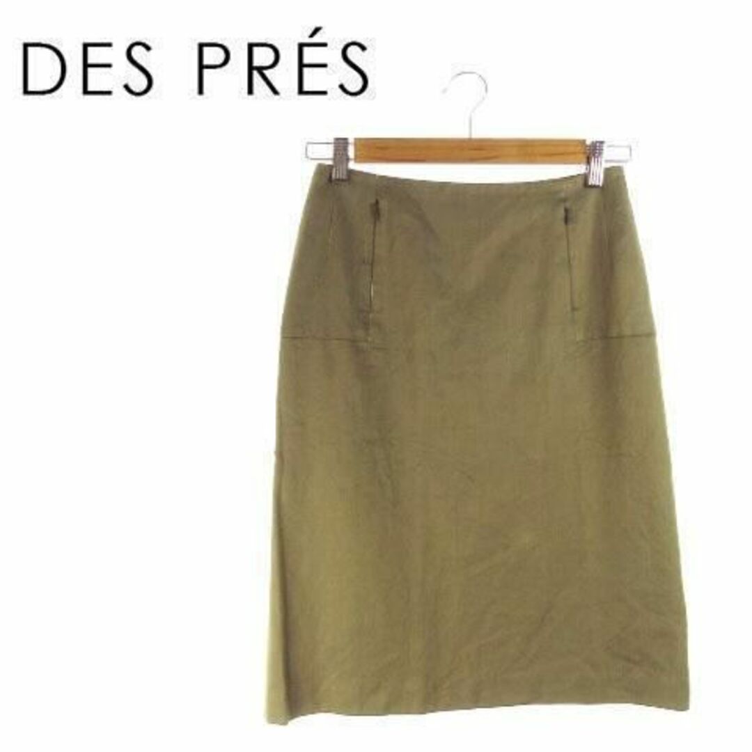 DES PRES(デプレ)のデプレ タイトスカート ひざ丈 絹混 無地 1 緑 211125AH4A レディースのスカート(ひざ丈スカート)の商品写真