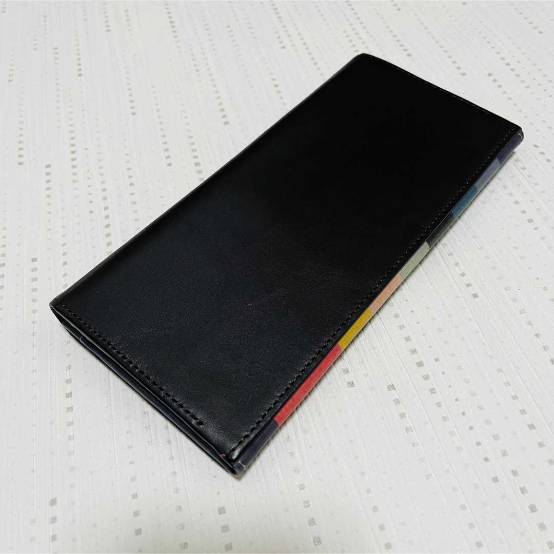 Paul Smith(ポールスミス)の新品 ポールスミス かぶせ長財布 黒 PSC224 レザー マルチストライプ メンズのファッション小物(長財布)の商品写真