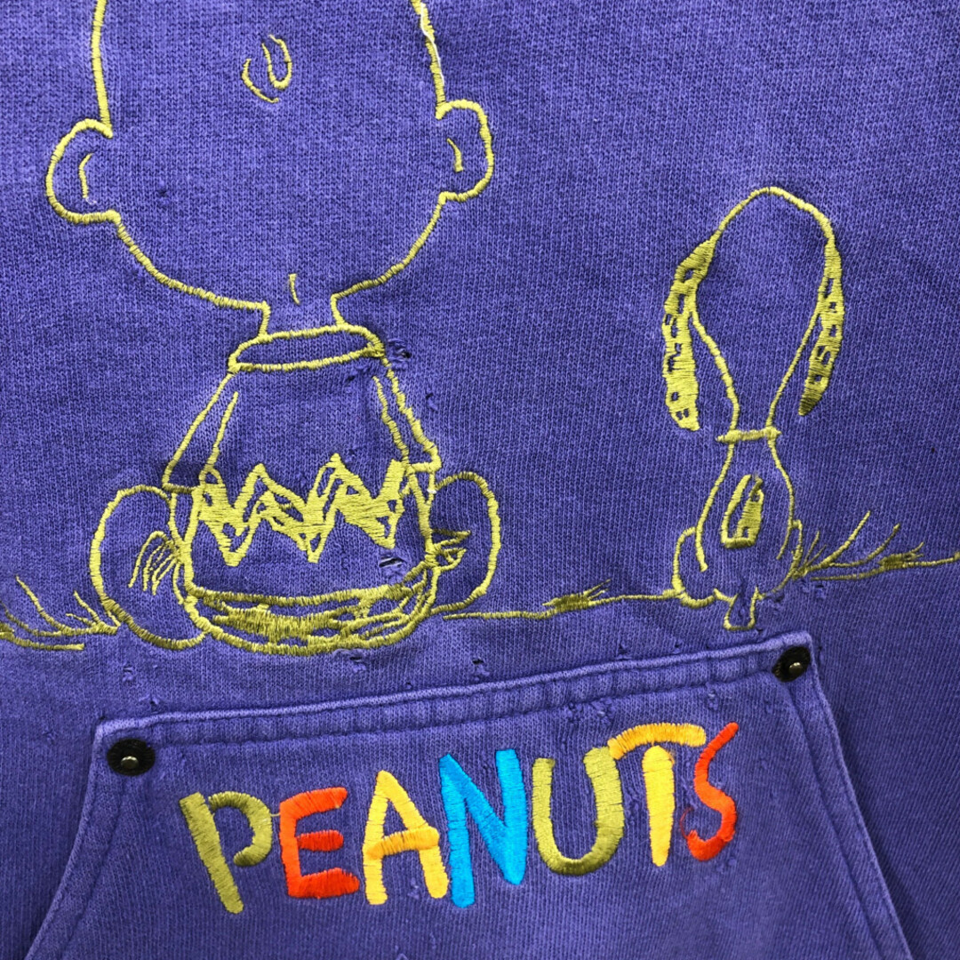 PEANUTS(ピーナッツ)のPEANUTS ピーナッツ スヌーピー 刺繍 スウェット トップス カジュアル キャラクター パープル (メンズ L相当) 中古 古着 Q0221 メンズのトップス(スウェット)の商品写真