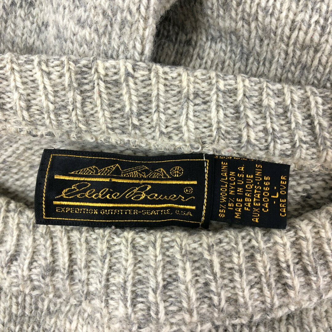 Eddie Bauer(エディーバウアー)の80年代 USA製 Eddie Bauer エディーバウアー ウール ニット セーター アウトドア グレー (メンズ L) 中古 古着 Q0253 メンズのトップス(ニット/セーター)の商品写真