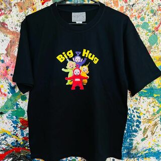 BIGHUG テレタビーズ レトロ Tシャツ 半袖 メンズ 新品 個性的 黒(Tシャツ/カットソー(半袖/袖なし))