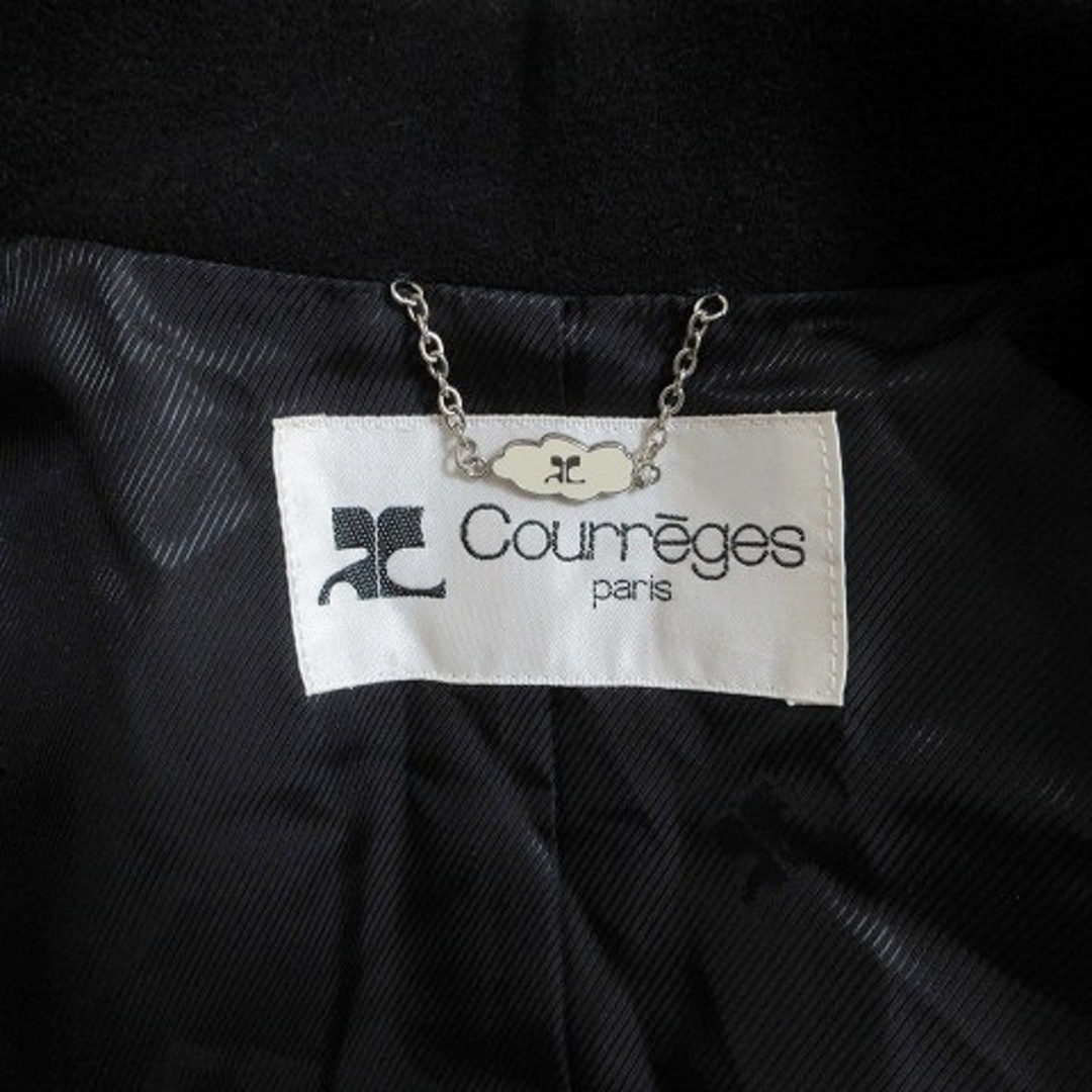 Courreges(クレージュ)のクレージュ ロング コート ウール シルク混 ダブル 9AR 黒 ■GY11 レディースのジャケット/アウター(その他)の商品写真