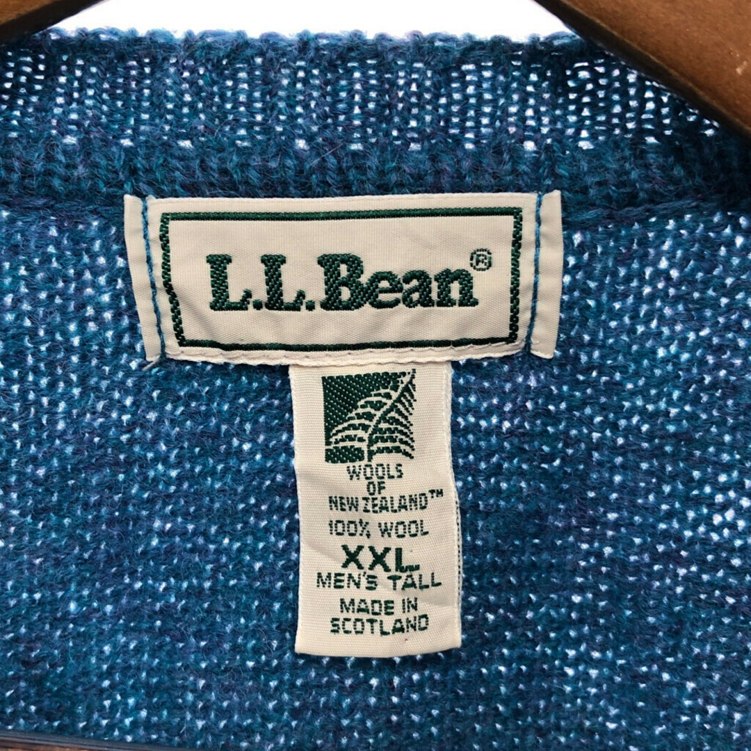 L.L.Bean(エルエルビーン)の90年代 スコットランド製 L.L.Bean エルエルビーン WOOLS OF NEW ZEALAND セーター 大きいサイズ ブルー (メンズ XXL) 中古 古着 Q0254 メンズのトップス(ニット/セーター)の商品写真