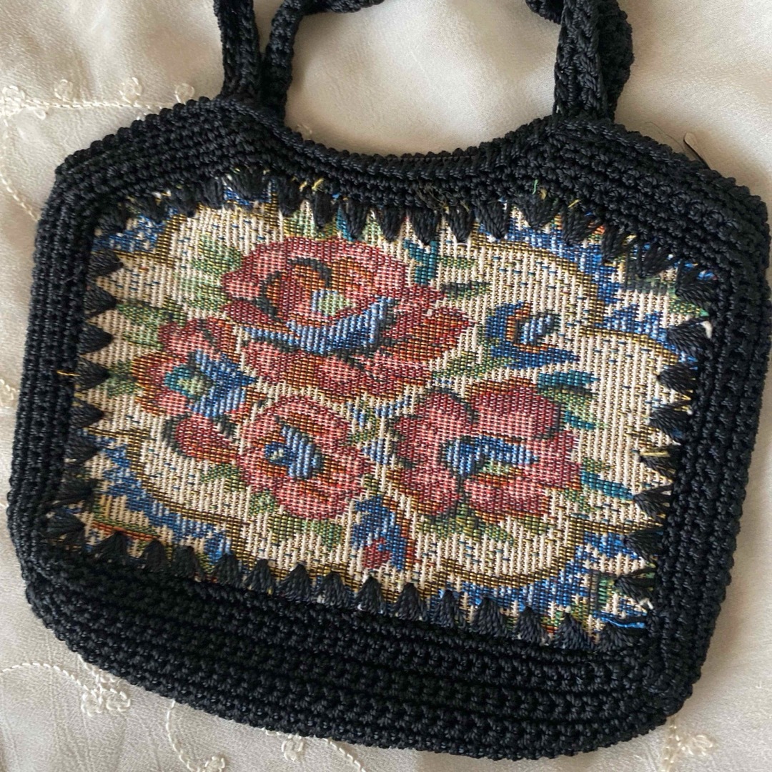 Grimoire(グリモワール)のvintageヴィンテージ昭和レトロカラフルゴブラン刺繍ニットバッグ レディースのバッグ(ハンドバッグ)の商品写真