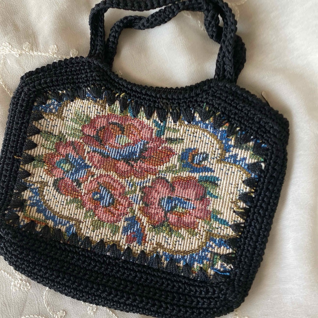 Grimoire(グリモワール)のvintageヴィンテージ昭和レトロカラフルゴブラン刺繍ニットバッグ レディースのバッグ(ハンドバッグ)の商品写真