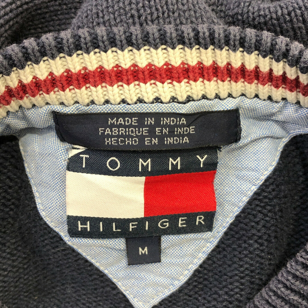 TOMMY HILFIGER(トミーヒルフィガー)の90年代 TOMMY HILFIGER トミーヒルフィガー コットン ニット セーター ネイビー (メンズ M) 中古 古着 Q0282 メンズのトップス(ニット/セーター)の商品写真