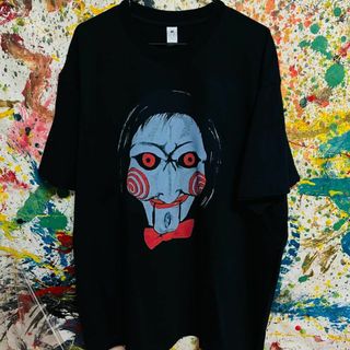 ジグソー SAW リプリント Tシャツ 半袖 メンズ 新品 個性的 黒 ホラー(Tシャツ/カットソー(半袖/袖なし))