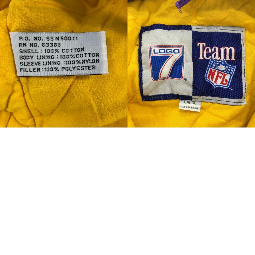 90年代 LOGO7 ロゴセブン NFL ミネソタ・バイキングス ナイロン 中綿 スタジアムジャケット プロチーム (メンズ L) 中古 古着 Q0280 メンズのジャケット/アウター(その他)の商品写真