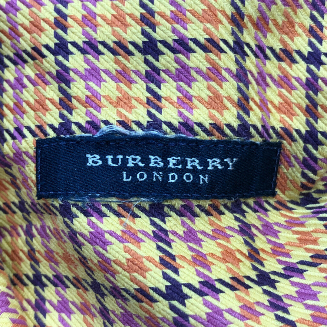 BURBERRY(バーバリー)のUSA製 BURBERRY バーバリー 長袖シャツ トップス カジュアル ハウンドトゥースチェック オレンジ (メンズ S) 中古 古着 Q0290 メンズのトップス(シャツ)の商品写真