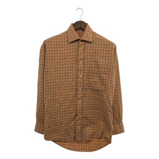 バーバリー(BURBERRY)のUSA製 BURBERRY バーバリー 長袖シャツ トップス カジュアル ハウンドトゥースチェック オレンジ (メンズ S) 中古 古着 Q0290(シャツ)