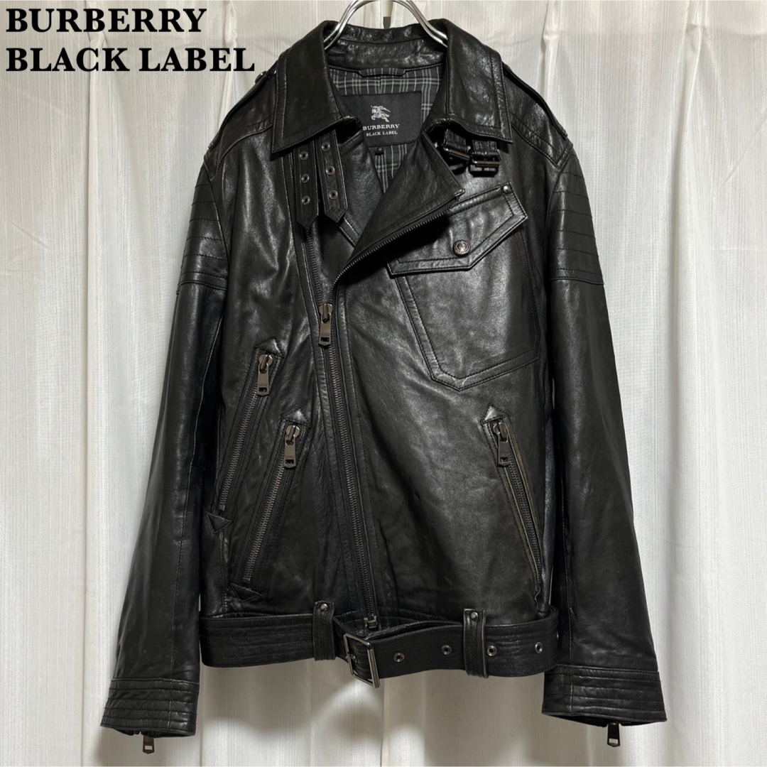 BURBERRY BLACK LABEL(バーバリーブラックレーベル)の【希少】高級 BURBERRY BLACKLABEL 本革 ライダースジャケット メンズのジャケット/アウター(ライダースジャケット)の商品写真