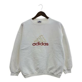 アディダス(adidas)の90年代 USA製 adidas アディダス ロゴ 刺繍 スウェット トップス スポーツ ホワイト (メンズ L) 中古 古着 Q0325(スウェット)