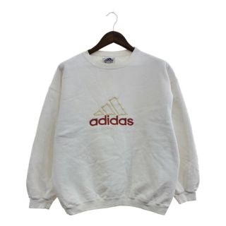 アディダス(adidas)の90年代 USA製 adidas アディダス ロゴ 刺繍 スウェット トップス スポーツ ホワイト (メンズ L) 中古 古着 Q0325(スウェット)