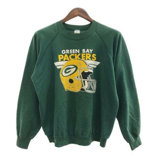 80年代 USA製 TRENCH トレンチ NFL グリーンベイ・パッカーズ スウェット プロチーム ラグランスリーブ (メンズ L) 中古 古着 Q0337(スウェット)