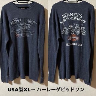 Harley Davidson - USA製XL〜2XLサイズ！ハーレーダビッドソン 古着長袖サーマルTシャツ