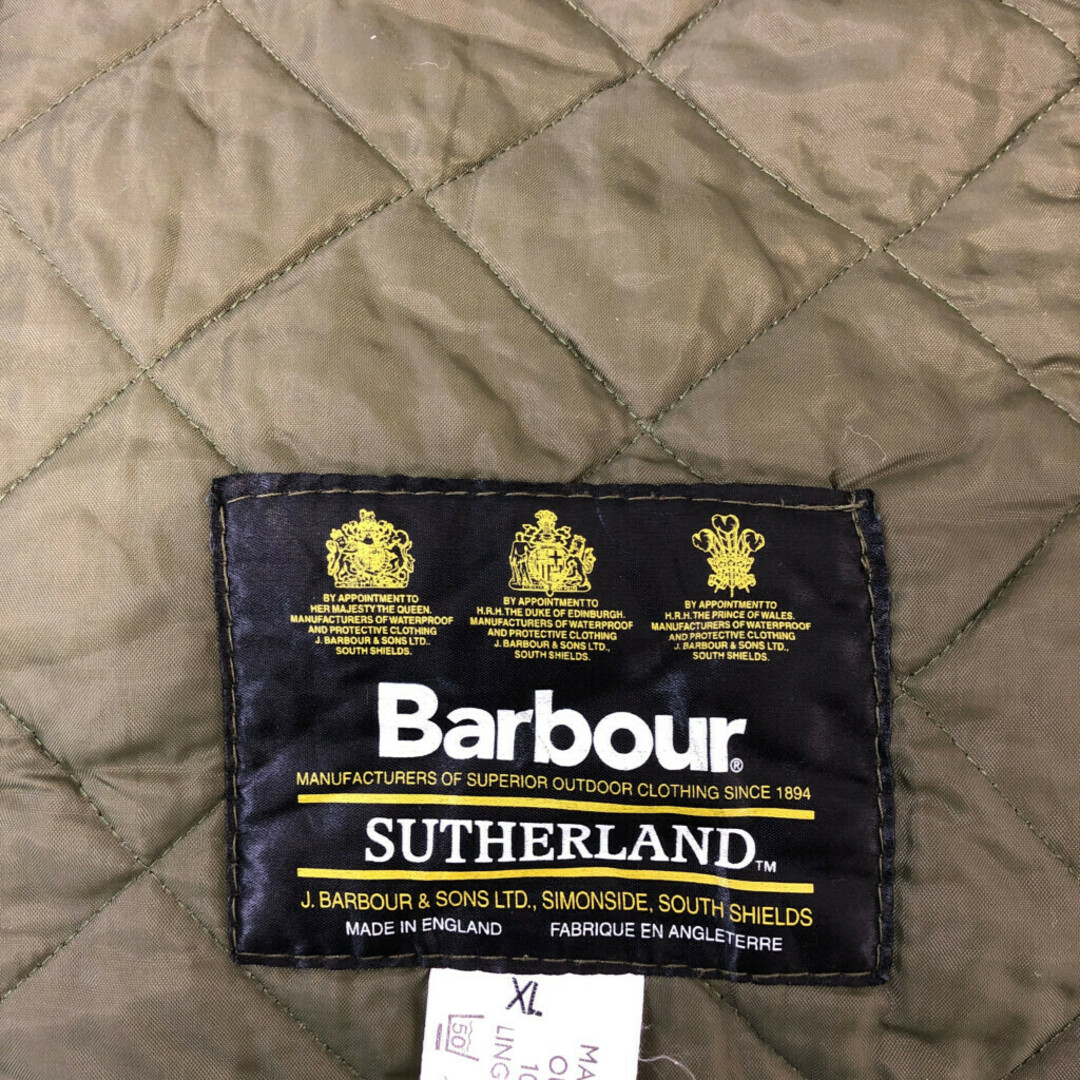 Barbour(バーブァー)のイングランド製 Barbour バブアー SUTHERLAND キルティング ベスト ダブルジッパー カーキ (メンズ XL) 中古 古着 Q0348 メンズのトップス(ベスト)の商品写真