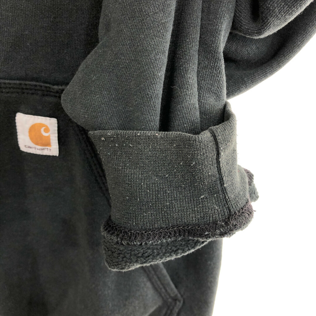 carhartt(カーハート)のCarhartt カーハート 牛 刺繍 スウェット パーカー ワーク 企業ロゴ ブラック (メンズ M) 中古 古着 Q0353 メンズのトップス(パーカー)の商品写真