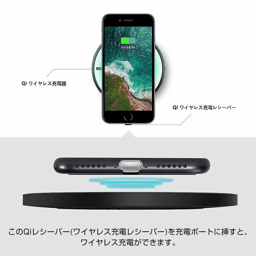 ワイヤレス充電レシーバー Qi 拡張 iPhone用「QI-LTNING.D」 スマホ/家電/カメラのスマートフォン/携帯電話(バッテリー/充電器)の商品写真