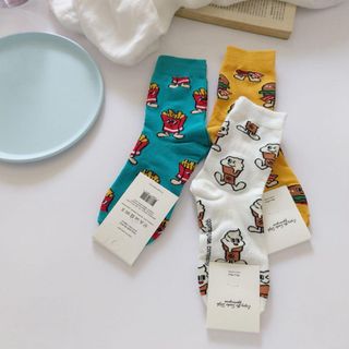 ENDO SOCKS  ファーストフードのデザインの可愛い大人サイズ靴下(靴下/タイツ)