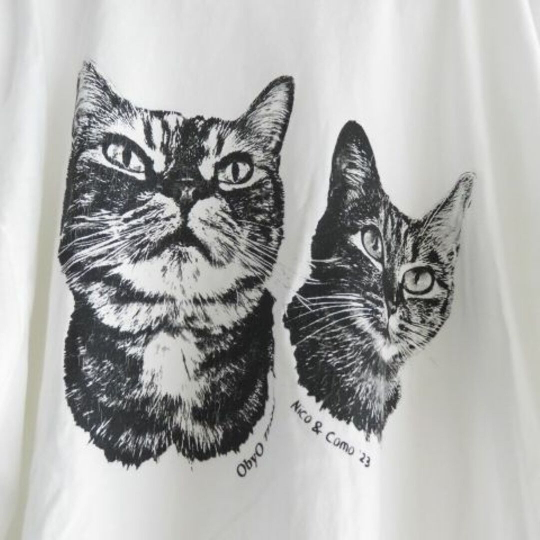 77circa ObyO コラボT ナナナナサーカ ロンT 水川あさみ猫 白 77circa ObyO コラボT ナナナナサーカ ロンT 水川あさみ猫 白