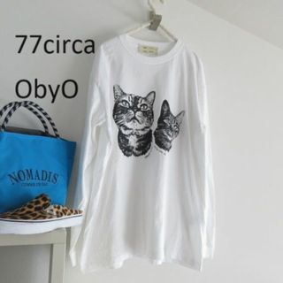 77CIRCA - 77circa ObyO コラボT　ナナナナサーカ　ロンT　水川あさみ猫　白