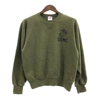 90年代 USA製 SOFFE ソフィー USMC スウェット ミリタリー グリーン (メンズ S) 中古 古着 Q0379(スウェット)