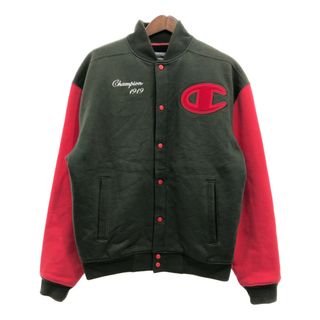 チャンピオン(Champion)の2000年代～ Champion チャンピオン コットン スタジアムジャケット スポーツ グリーン (メンズ L) 中古 古着 Q0394(その他)