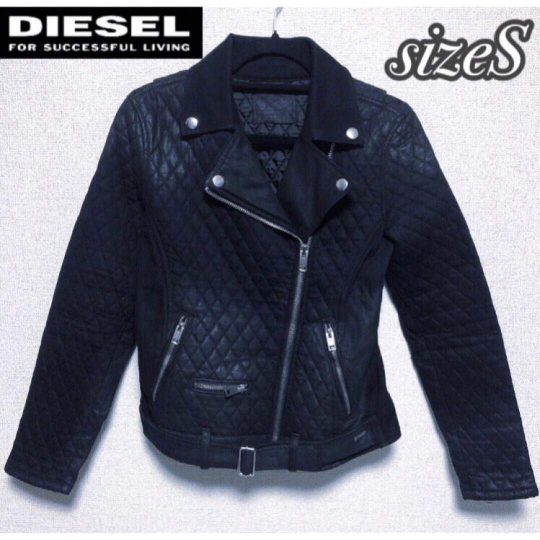 DIESEL(ディーゼル)のsizeS◆匿名配送☆DIESEL◆切替えダブルライダース キルティング レディースのジャケット/アウター(ライダースジャケット)の商品写真