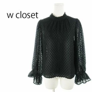 ダブルクローゼット(w closet)のダブルクローゼット 長袖ブラウス シアー ドット F 黒 221129AH23A(シャツ/ブラウス(長袖/七分))