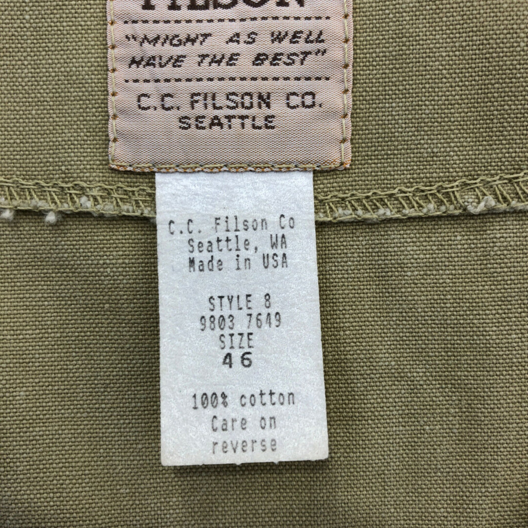 FILSON(フィルソン)の90年代 USA製 FILSON フィルソン 企業ロゴプリント シューティング ベスト アウトドア アメカジ ベージュ (メンズ 46) 中古 古着 Q0438 メンズのトップス(ベスト)の商品写真