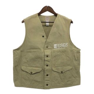 フィルソン(FILSON)の90年代 USA製 FILSON フィルソン 企業ロゴプリント シューティング ベスト アウトドア アメカジ ベージュ (メンズ 46) 中古 古着 Q0438(ベスト)