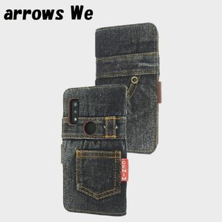 arrows - arrows We：ウォッシュ ダメージ デニム 手帳型ケース★ブラック 黒