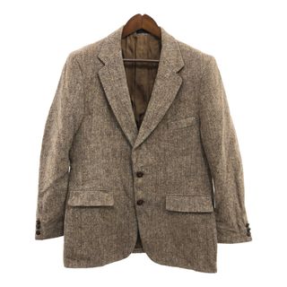 80年代 USA製 Harris Tweed ハリスツイード シングルテーラードジャケット ヘリンボーンツイル ブラウン (メンズ M相当) 中古 古着 Q0433(テーラードジャケット)