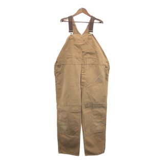 カーハート(carhartt)の70年代 USA製 Carhartt カーハート ダック ダブルニー オーバーオール ヴィンテージ ワーク ブラウン (メンズ 50×32) 中古 古着 Q0449(サロペット/オーバーオール)