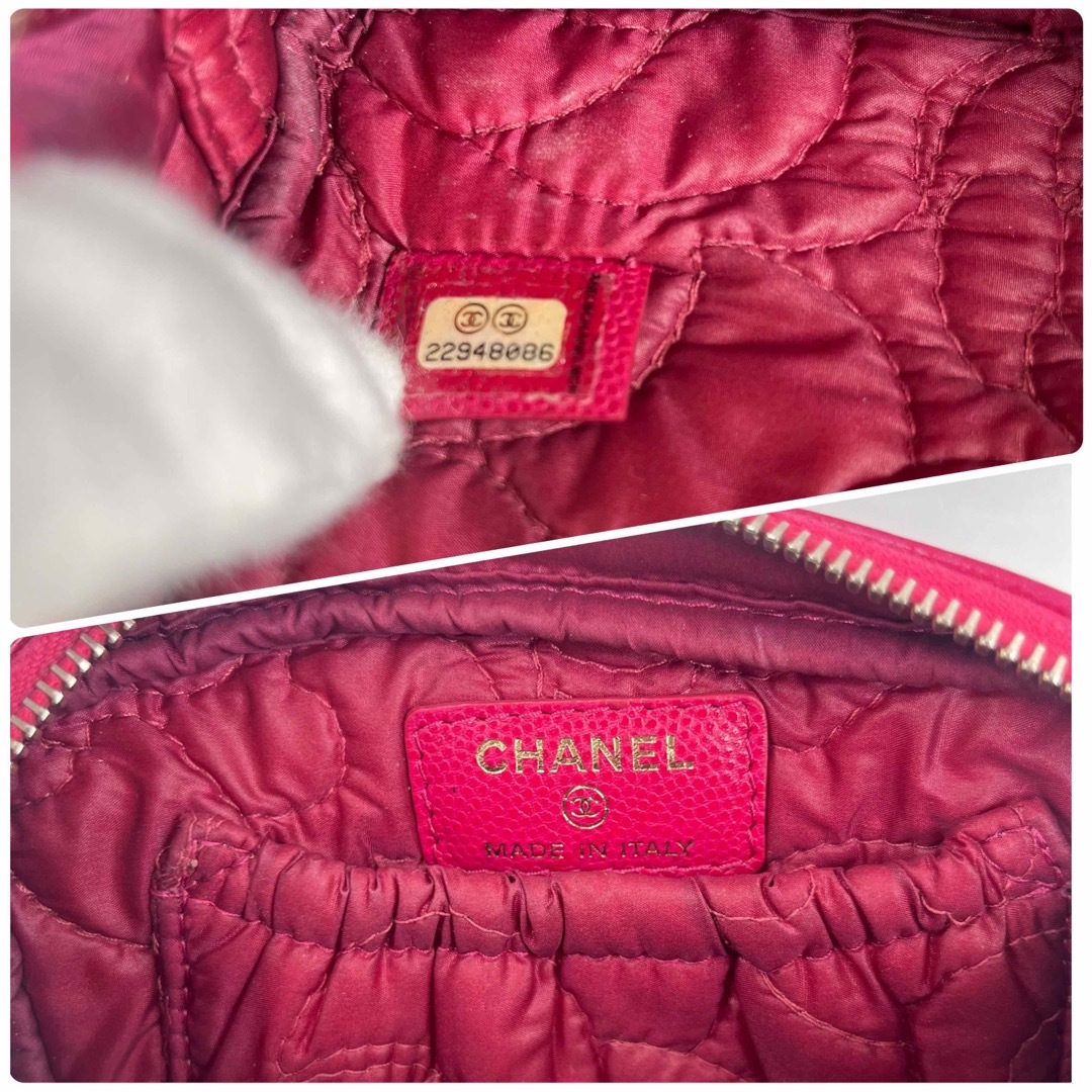 CHANEL(シャネル)のシャネル カメリア キャビアスキン マルチ ポーチ 激レア美品 レディースのファッション小物(ポーチ)の商品写真