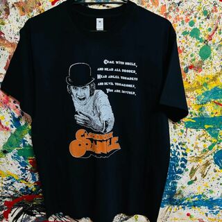 時計仕掛けのオレンジ リプリント Tシャツ 半袖 メンズ 新品 個性的 黒(Tシャツ/カットソー(半袖/袖なし))