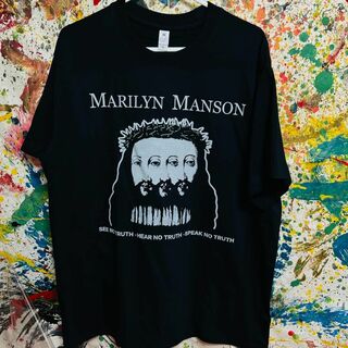 マリリンマンソン リプリント Tシャツ 半袖 メンズ 新品 個性的 黒(Tシャツ/カットソー(半袖/袖なし))