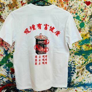 喫煙有害健康 Tシャツ 半袖 メンズ 新品 個性的 白 禁煙 中国 漢字(Tシャツ/カットソー(半袖/袖なし))