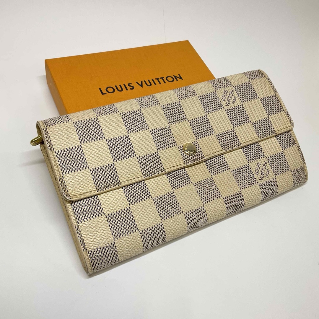 LOUIS VUITTON(ルイヴィトン)の正規品　ルイヴィトン　ダミエ　アズール　サラ　長財布　ファスナー　フラップ レディースのファッション小物(財布)の商品写真