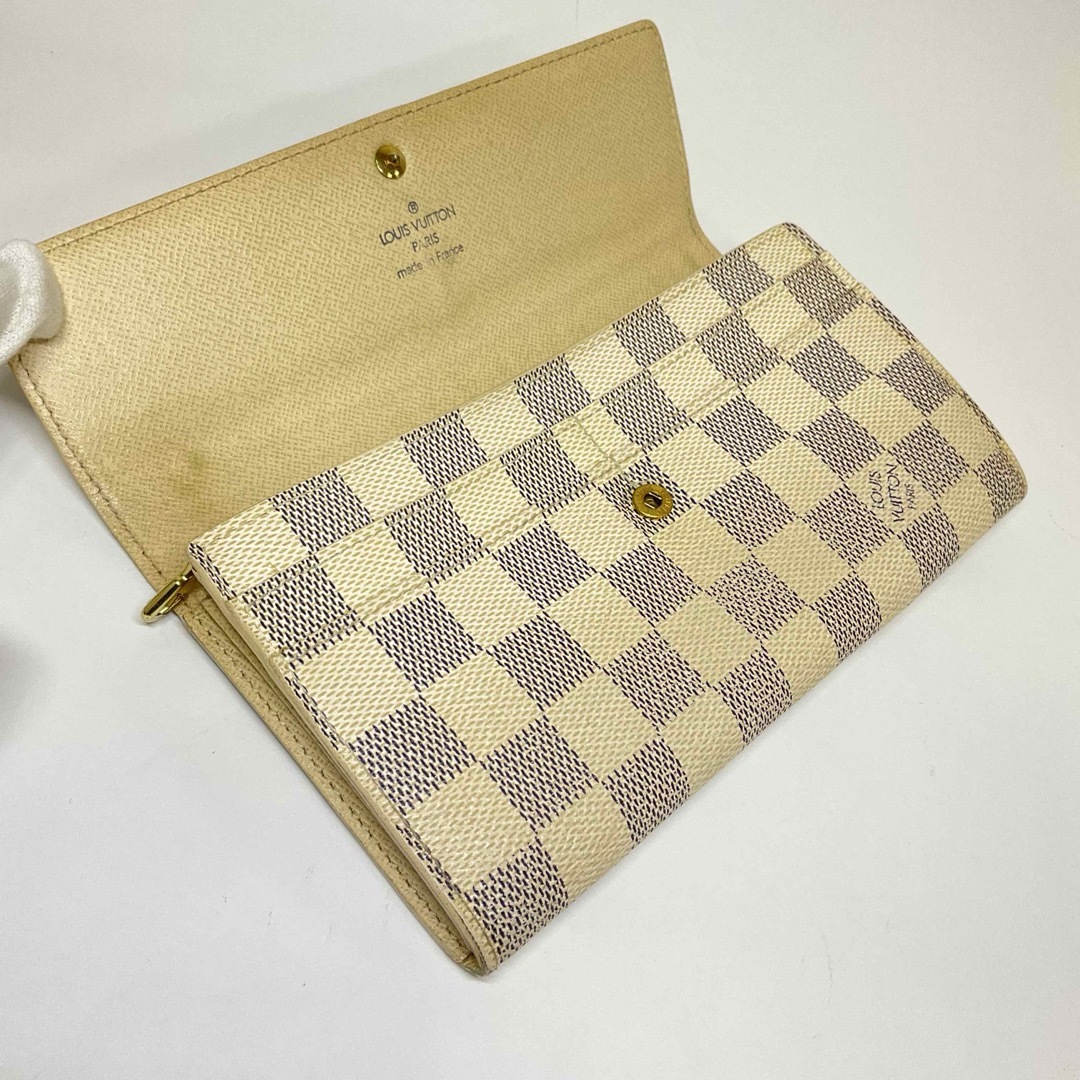 LOUIS VUITTON(ルイヴィトン)の正規品　ルイヴィトン　ダミエ　アズール　サラ　長財布　ファスナー　フラップ レディースのファッション小物(財布)の商品写真