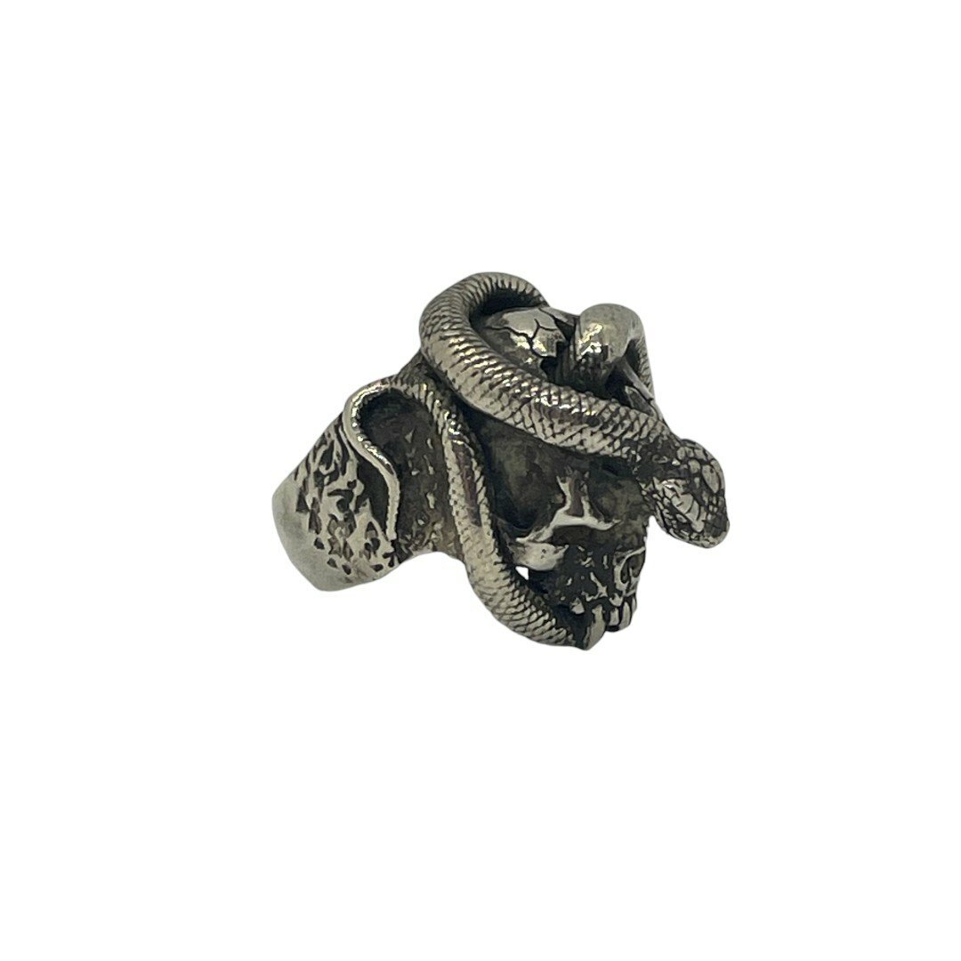 CRAZY PIG(クレイジーピッグ)のCRAZY PIG クレイジーピッグ SKULL&SNAKE RING メンズ 22号 送料無料 中古 IT1 メンズのアクセサリー(リング(指輪))の商品写真