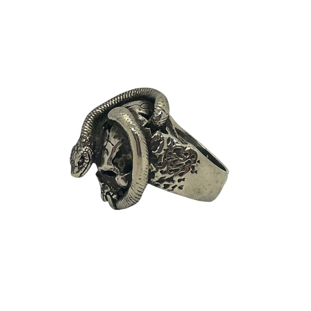 CRAZY PIG(クレイジーピッグ)のCRAZY PIG クレイジーピッグ SKULL&SNAKE RING メンズ 22号 送料無料 中古 IT1 メンズのアクセサリー(リング(指輪))の商品写真