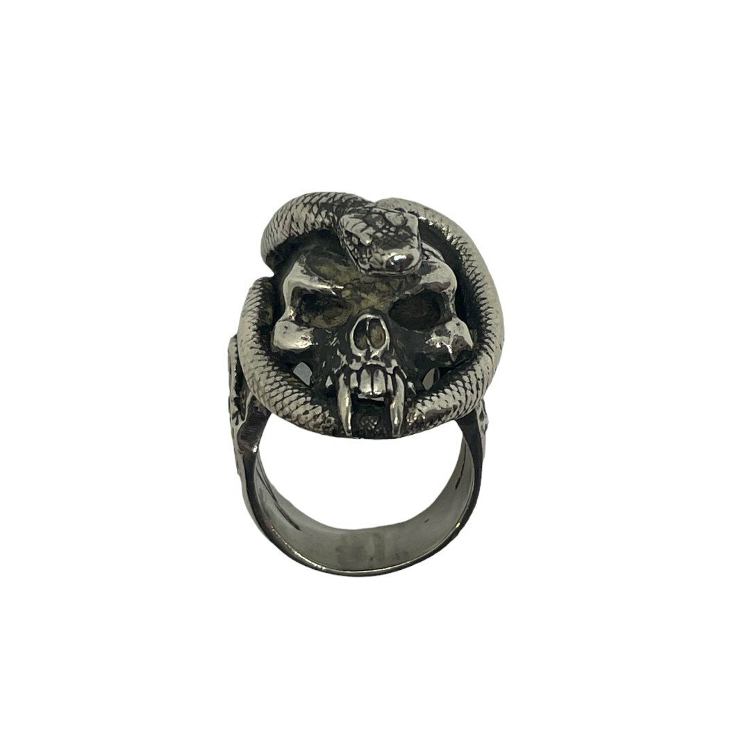 CRAZY PIG(クレイジーピッグ)のCRAZY PIG クレイジーピッグ SKULL&SNAKE RING メンズ 22号 送料無料 中古 IT1 メンズのアクセサリー(リング(指輪))の商品写真