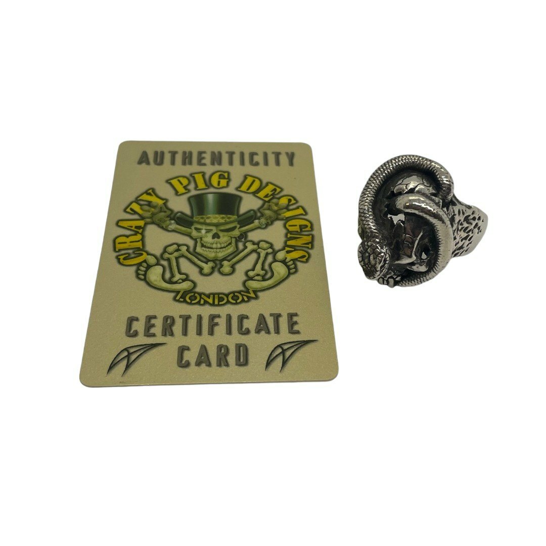 CRAZY PIG(クレイジーピッグ)のCRAZY PIG クレイジーピッグ SKULL&SNAKE RING メンズ 22号 送料無料 中古 IT1 メンズのアクセサリー(リング(指輪))の商品写真