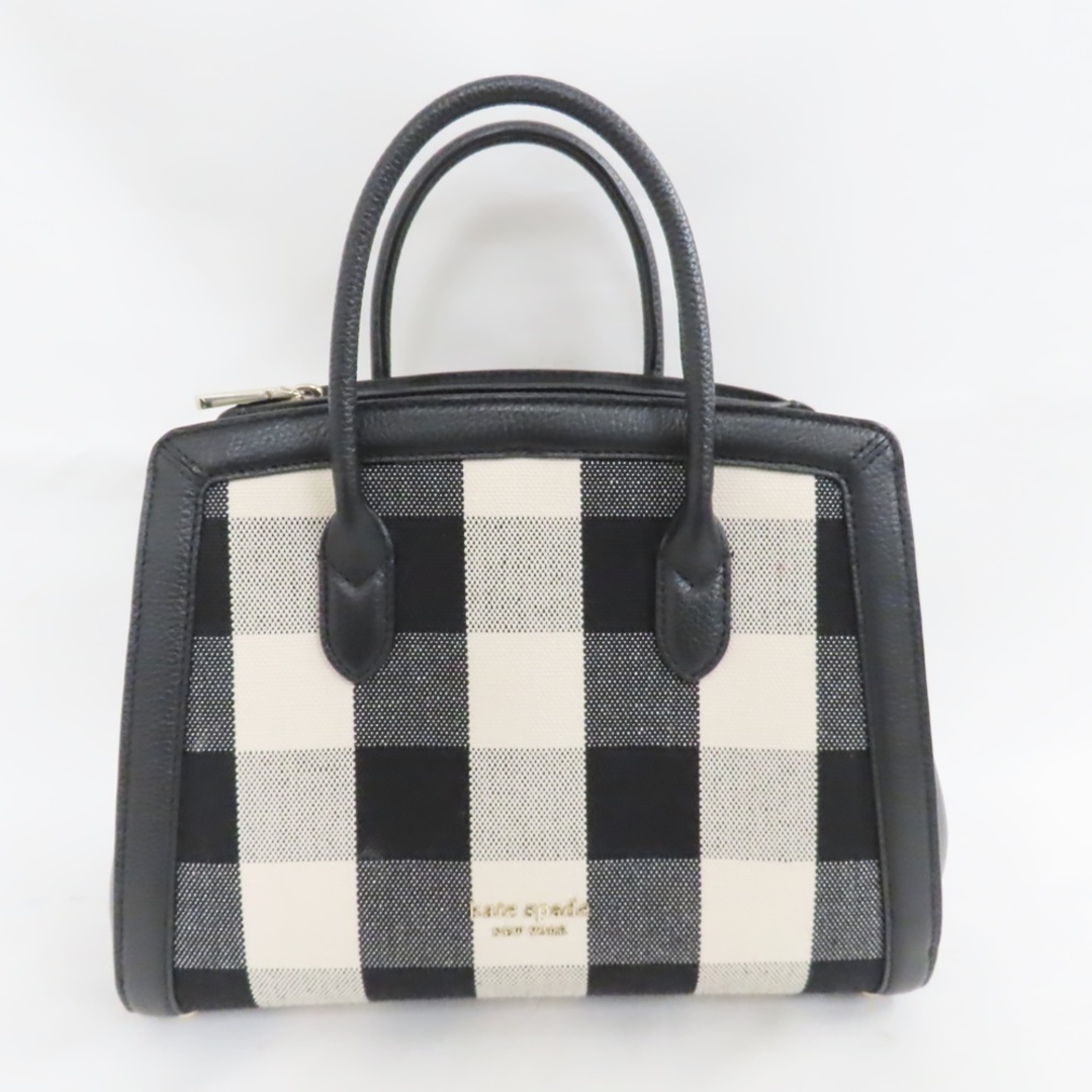 kate spade new york(ケイトスペードニューヨーク)のケイトスペード ハンドバッグ ギンガムチェック 白/黒 Kate Spade Ts777771 中古 レディースのバッグ(ハンドバッグ)の商品写真