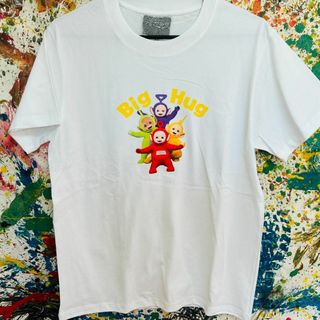 BIGHUG テレタビーズ レトロ Tシャツ 半袖 メンズ 新品 個性的 黒(Tシャツ/カットソー(半袖/袖なし))